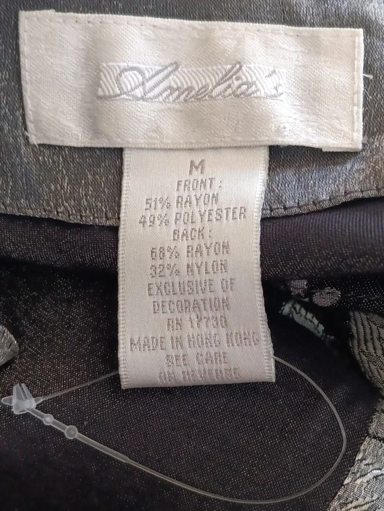 Vintage Amelia’s Silver Metallic Floral Cami Top M Velvet Trim Strappy Tank - Picture 6 of 6